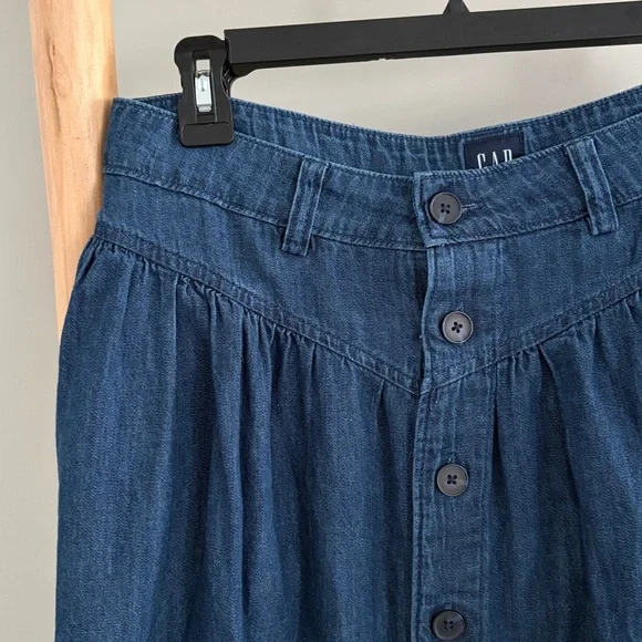 Gap Petite Denim Western Yoke Denim Midi Skirt Sz 29P - Picture 3 of 7
